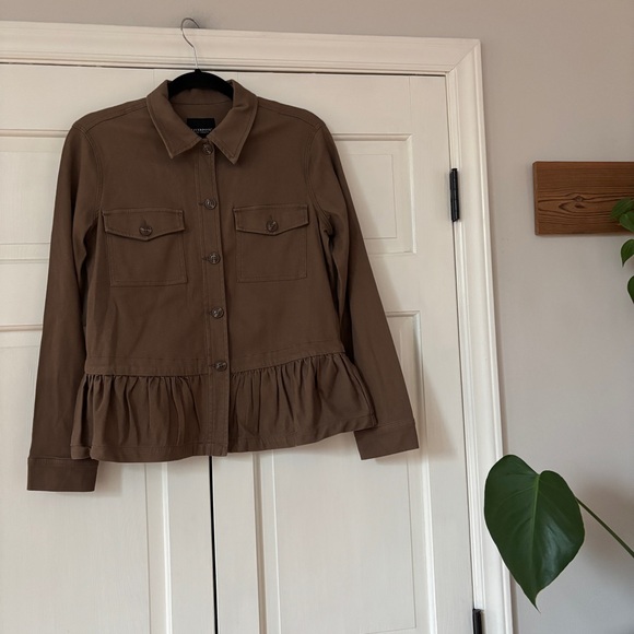 Liverpool Peplum Cargo Utility Jacket Ruffle Peplum Hem Size Small Toffee Brown - Picture 5 of 15